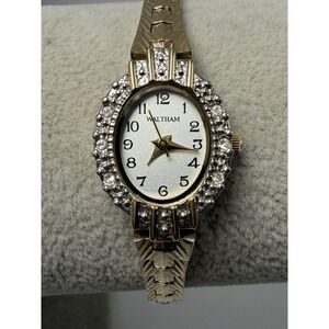 Waltham Vintage Ladies Watch WAW032A New Battery 18MM 7" Cocktail Gold Tone